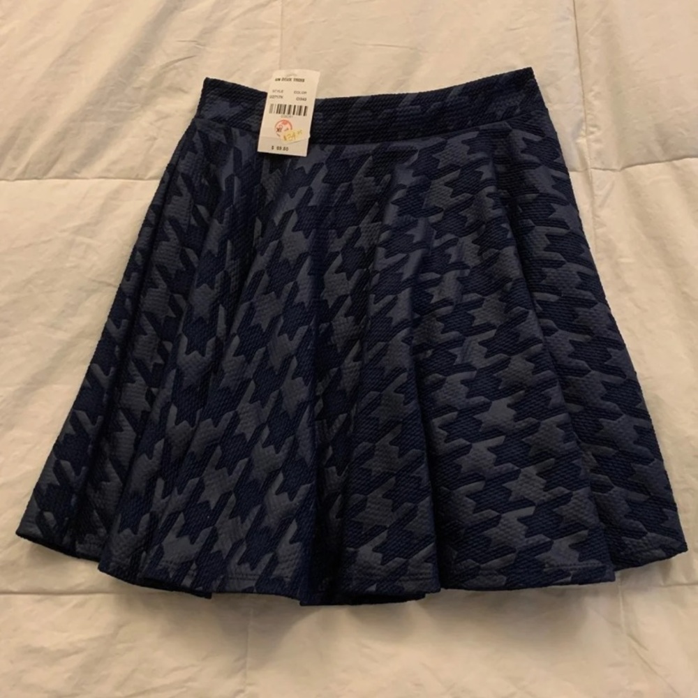 Navy Blue Girl’s Houndstooth Skirt